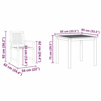3-tlg. Garten-Essgruppe Massivholz Akazie