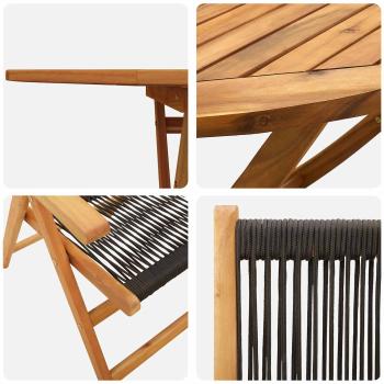 5-tlg. Garten-Essgruppe Schwarz Massivholz Akazie & Poly Rattan