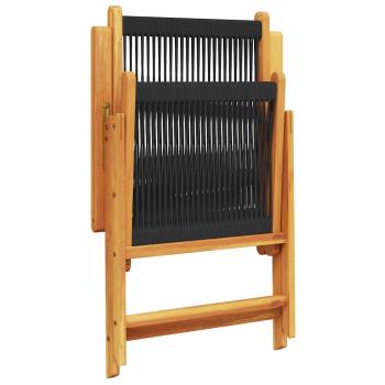 7-tlg. Garten-Essgruppe Schwarz Massivholz Akazie & Poly Rattan