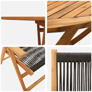 7-tlg. Garten-Essgruppe Schwarz Massivholz Akazie & Poly Rattan