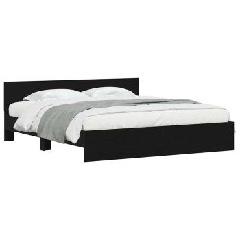 Bettgestell mit Kopfteil Schwarze Eiche 180x200 cm Engineered Wood