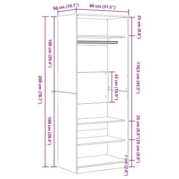 Kleiderschrank Schwarz-Eiche Set von 2 Schwarz Eiche Holzwerkstoff