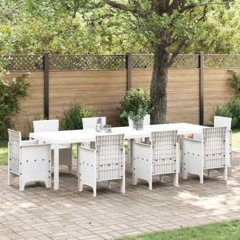 ARDEBO.de - Gartentisch Weiß 300x100x73 cm Poly Rattan, Gartentisch Weiß 150x100x73 cm Poly Rattan