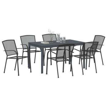 7-teilige Garten Essgruppe Anthrazitstahl