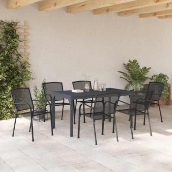 7-teilige Garten Essgruppe Anthrazitstahl