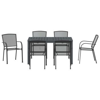 7-teilige Garten Essgruppe Anthrazitstahl
