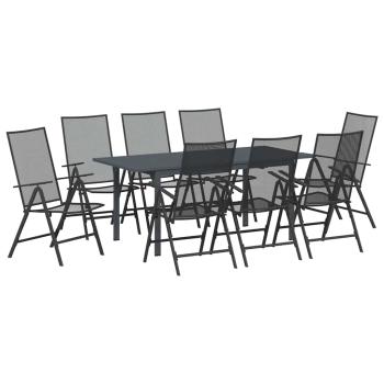 9-teiliges Garten Esstisch Set Anthrazit Stahl