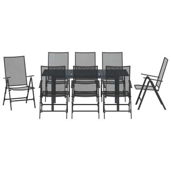 9-teiliges Garten Esstisch Set Anthrazit Stahl