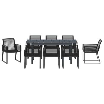 Garten Essgruppe 9 pcs Schwarz Poly-Rattan