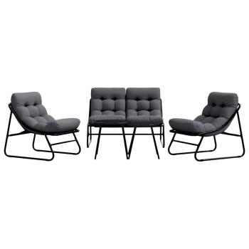 ARDEBO.de - 5-teiliges Garten Sofa Set mit Kissen Schwarz Stahl