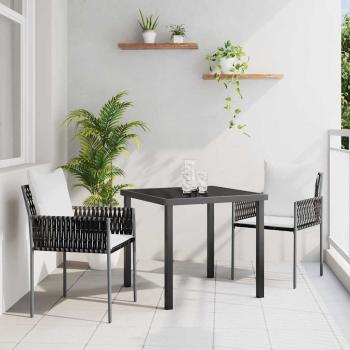 ARDEBO.de - 3-teiliges Garten-Dining-Set mit Kissen Braun Poly Rattan