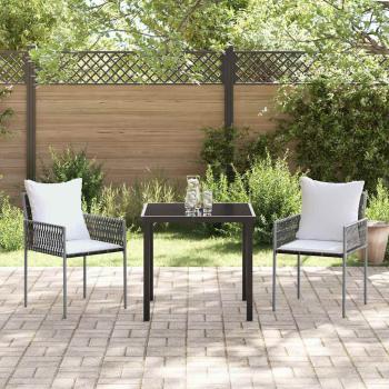 3-teiliges Garten-Dining-Set mit Kissen Braun Poly Rattan