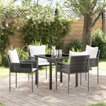 ARDEBO.de - 5-teiliges Gartentischset mit Kissen Braun Poly-Rattan