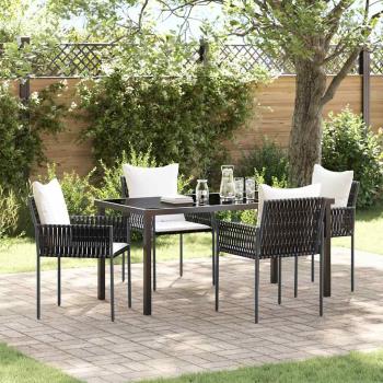 ARDEBO.de - 5-teiliges Garten-Dining-Set mit Kissen Braun Poly-Rattan
