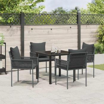 Set mit 3 Schwarz, Dunkelgrau PE-Rattan Standard Stabil