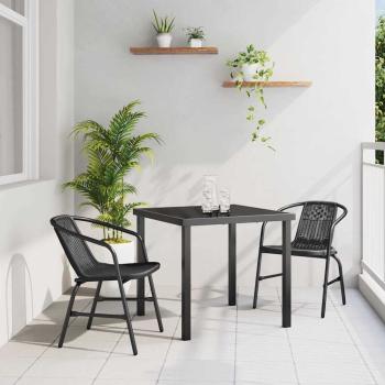 ARDEBO.de - 3-teiliges Gartenset Schwarz Poly Rattan