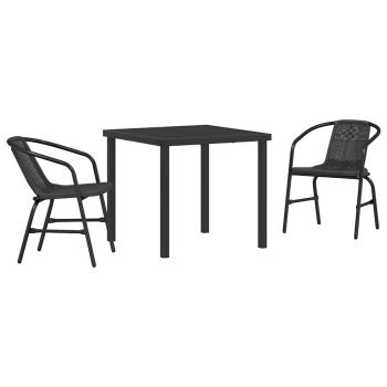 3-teiliges Gartenset Schwarz Poly Rattan