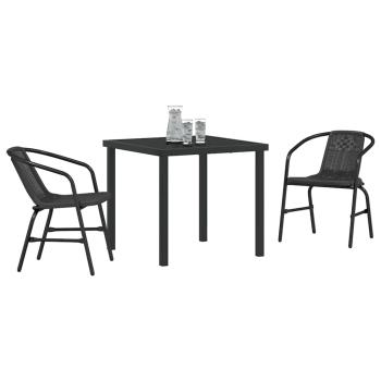 3-teiliges Gartenset Schwarz Poly Rattan