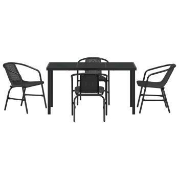 5-teiliges Garten-Ess-Set Schwarzes Poly-Rattan