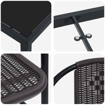 7-teilige Garten-Essgruppe Schwarzes Poly-Rattan