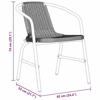 7-teiliges Garten-Ess-Set Schwarzes Poly-Rattan