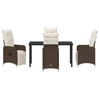 5-teiliges Garten-Esszimmer-Set mit Kissen Braun Poly-Rattan