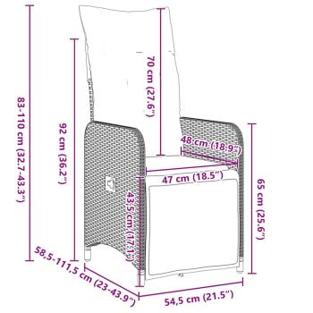 5-teiliges Garten-Esszimmer-Set mit Kissen Braun Poly-Rattan
