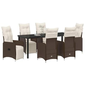 Garten Essgruppe 7 stk. Braun Poly-Rattan