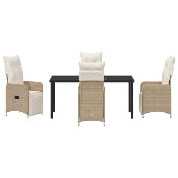5-teiliges Garten-Dining-Set mit Kissen Beige Poly Rattan