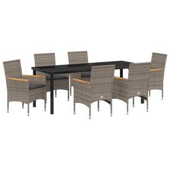 Garten Essgruppe 7 stk. Grau Poly-Rattan