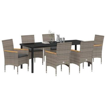 Garten Essgruppe 7 stk. Grau Poly-Rattan