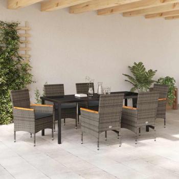 Garten Essgruppe 7 stk. Grau Poly-Rattan