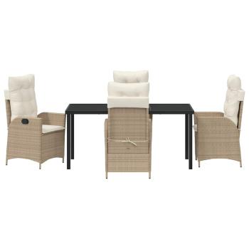 5-teiliges Garten-Dining-Set mit Kissen Beige Poly-Rattan