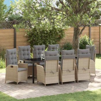 ARDEBO.de - Garten Essgruppe 9 stk. Beige Poly-Rattan