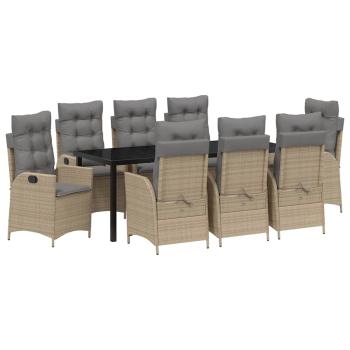 Garten Essgruppe 9 stk. Beige Poly-Rattan