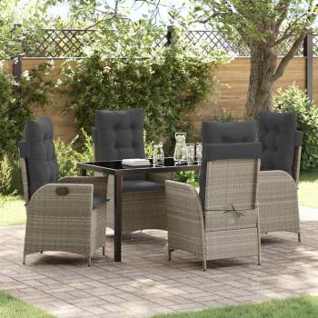 ARDEBO.de - Garten Essgruppe 5 stk. Hellgrau Poly-Rattan