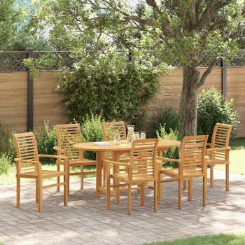 ARDEBO.de - 7-teiliges Garten Esszimmer Set Massivholz Teak, stapelbarer Gartenstuhl 2 Stück Massivholz Teak, stapelbarer Gartenstuhl 4 Stück Massivholz Teak