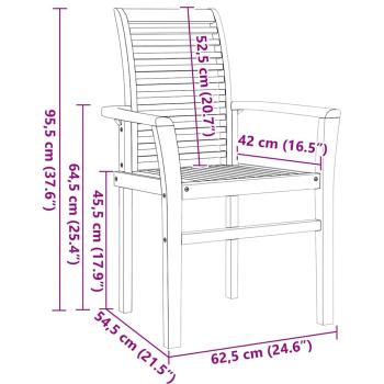 7-teiliges Garten Esszimmer Set Massivholz Teak, stapelbarer Gartenstuhl 2 Stück Massivholz Teak, stapelbarer Gartenstuhl 4 Stück Massivholz Teak