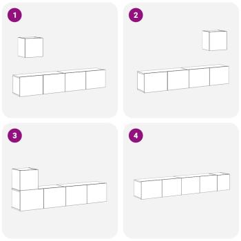 4-teiliges TV-Schrank Set Schwarz Eiche Holzwerkstoff, Wandmontierter TV-Schrank in Schwarz Eiche - 30,5 x 30 x 30 cm, Schwarzer Eiche TV-Stand 80x30x30 cm aus Holzwerkstoff, TV-Wandschränke (Set aus 2) - Schwarz Eiche, 80x30x30 cm, aus Holzwerkstoff