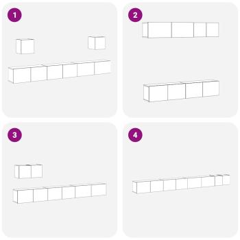 7-teiliges TV-Schrank Set Schwarz Eiche Holzwerkstoff, TV Wandschränke (Set von 2) - Schwarz Eiche, 80x30x30 cm, aus Holzwerkstoff, Schwarzer Eichen Wandmontierter TV-Schrank 100x30x30 cm aus Holzwerkstoff, Wandmontierte TV-Schränke 2 Stück Schwarz Eiche 
