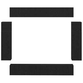 8-teiliges wandmontiertes TV-Schrankset in Schwarz Eiche aus Holzwerkstoff, wandmontierte TV-Schränke - 2 Stück Schwarz Eiche, 30,5x30x90 cm, aus Holzwerkstoff, wandmontierte TV-Schränke 2 Stück Schwarz Eiche 30,5x30x30 cm, schwarzer Eiche wandmontierter 