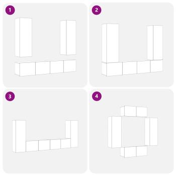 4-teiliges TV-Cabinet-Set Wandmontiert Schwarz-Oak Hochwertiges Holz, Schwarz-Oak TV-Stand 80x30x30 cm Aus hochwertigem Holz, Wandmontierte TV-Schränke - 2 Stück Schwarz-Oak, 30,5x30x90 cm, Aus hochwertigem Holz