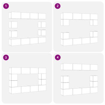 6-teilige TV-Schränke Set Wandmontiert Schwarze Eiche Spanholz, Wandmontierte TV-Schränke 2 Stück Schwarze Eiche 30,5x30x30 cm, Schwarze Eiche Wandmontierter TV-Schrank 100x30x30 cm aus Spanholz