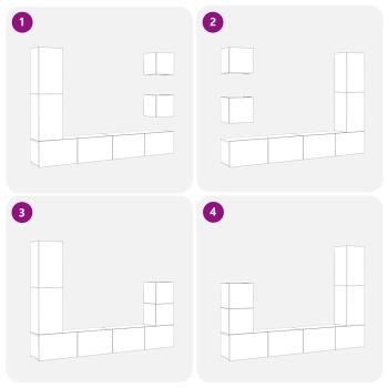 6-teiliges TV-Schrank-Set Schwarze Eiche Holzwerkstoff, Wandmontierte TV-Schränke 2 Stück Schwarze Eiche 30,5x30x30 cm, TV-Schrank Schwarze Eiche 30,5x30x110 cm Holzwerkstoff, Schwarzer Eichen-Wand-TV-Schrank 100x30x30 cm aus Holzwerkstoff