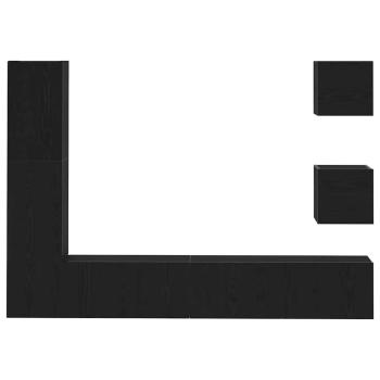 6-teiliges TV-Schrank-Set Schwarze Eiche Holzwerkstoff, Wandmontierte TV-Schränke 2 Stück Schwarze Eiche 30,5x30x30 cm, TV-Schrank Schwarze Eiche 30,5x30x110 cm Holzwerkstoff, Schwarzer Eichen-Wand-TV-Schrank 100x30x30 cm aus Holzwerkstoff
