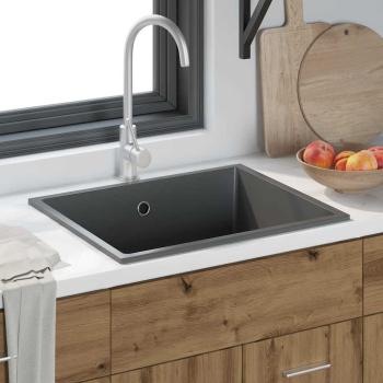 Küchenspülbecken mit Überlaufloch in Grauem Granit