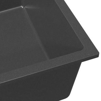 Küchenspülbecken mit Überlaufloch in Grauem Granit