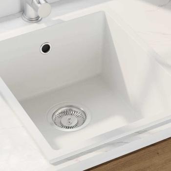 Küchenspüle mit Überlaufloch aus weißem Granit