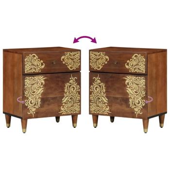 Nachttisch Honigbraun Massivholz 50 x 33 x 60 cm Langlebig