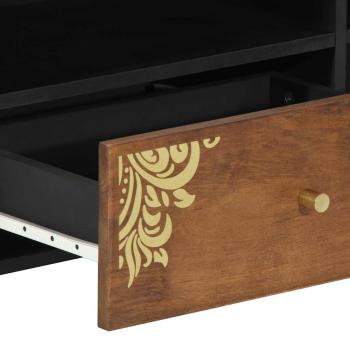 Medien-Schrank Honigbraun Massives Mango-Holz, Holzwerkstoff
